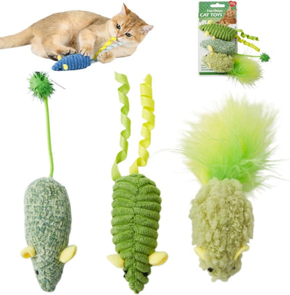 Catnip Toys (3 Pack), Cat Mouse Toys for Indoor Play, Small Interactive Cat Toys for Indoor Cats, Perfect for Single or Multi-Cat Households (Blue)9