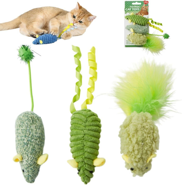 Catnip Toys (3 Pack), Cat Mouse Toys for Indoor Play, Small Interactive Cat Toys for Indoor Cats, Perfect for Single or Multi-Cat Households (Blue)9