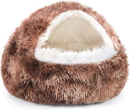 NOYAL round Hooded Donut Dog Bed for Small & Medium Pets - Plush Fluffy Anti-Anxiety Cat Cave Bed with Cover28