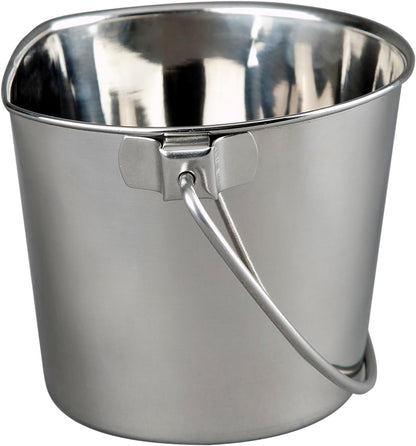 Advance Pet Products 2 Quart Heavy Duty Stainless Steel Flat Side Bucket | Durable Food & Water Pail for Dogs, Cats, Kennels, Cages and Critter Crates | Multi-Purpose Bucket1