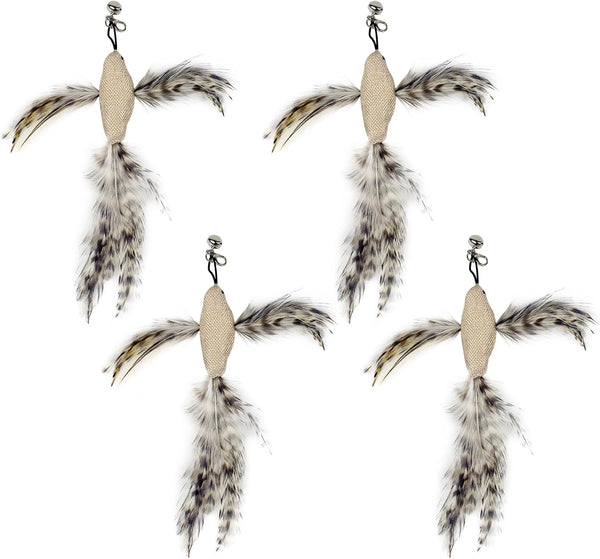 Ttcat 3 Pack Grasshopper Cat Wand Refills, Realistic Green Insect Natural Feather Detachable Replacement Toy with Bell, Universal Lobster Clip-On Cat Teaser Attachments.7