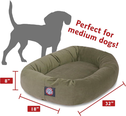 Majestic Pet 32 Inch Suede Calming Dog Bed Washable – Cozy Soft round Dog Bed with Spine Support for Dogs to Rest Their Head - Fluffy Donut Dog Bed 32X23X7 (Inch) - round Pet Bed Medium – Sage3