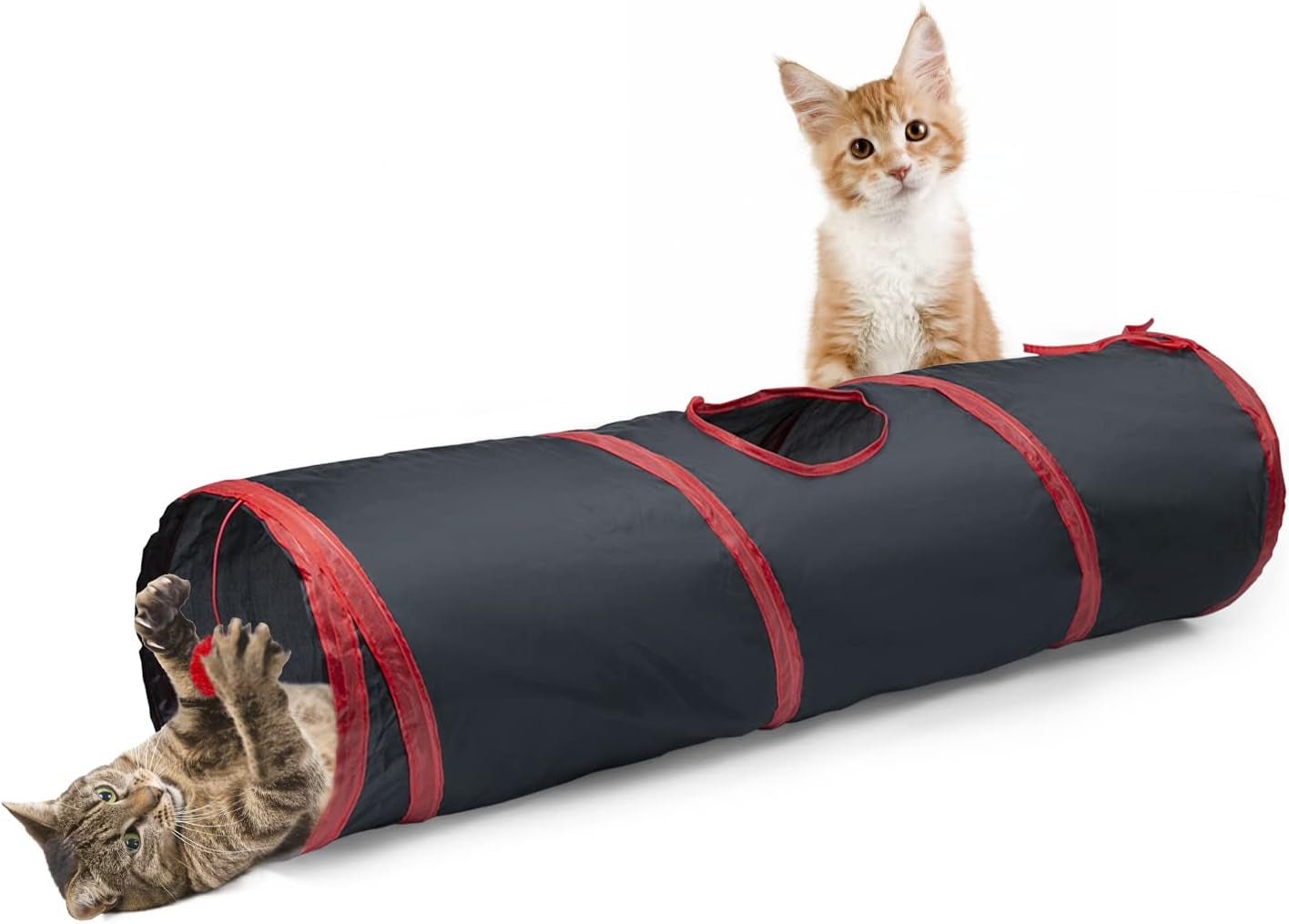 sheldamy-cat-tunnel-s-2-way-cat-tunnels-for-indoor-cats-collapsible-cat-play-tunnel-interactive-toy-maze-cat-house-with-1-play-ball-for-cats-puppy-kitty-kitten-rabbit-blue-black