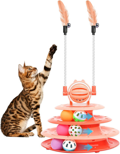 Goosheep Cat Toy Interactive Pet Plaything for Indoor Kitten Interactive Kitty Puzzle Ball with 2 Cat-Tease (Blue)8