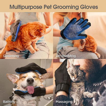 Pet Hair Removal Glove with 255 Silicone Tips for Dogs & Cats, 1 Pair Blue | 2-In-1 Deshedding & Massage Mitt, 5-Finger Flexible Design, for Bathing & Grooming, Safe for Long/Short/Curly Hair Pets6