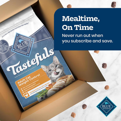 Blue Buffalo Tastefuls Chicken & Brown Rice Recipe Adult Dry Cat Food Weight Control, Real Chicken First, Deliciously Healthy Natural Cat Food, Supports Digestive Care and Coat Health, 15 Lbs.10
