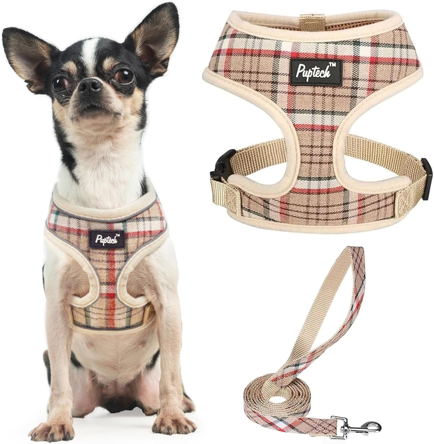 pupteck-soft-mesh-dog-harness-small-sized-and-leash-set-pet-puppy-cat-comfort-padded-vest-no-pull-harnesses-beige-s