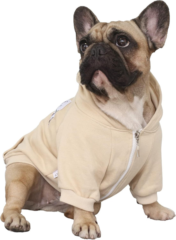 Ichoue French Bulldog Frenchie Clothes Hoodies for Dogs Pug English Boston Terrier Bully Pitbull Corgi Sweatshirt Sweater Clothing - Khaki/Xlarge1