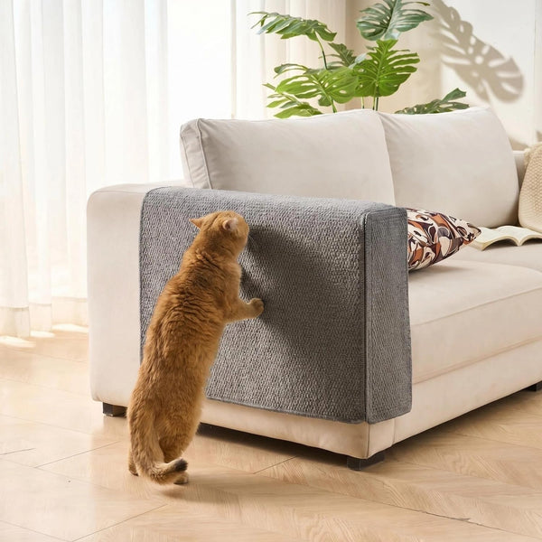 SHENGOCASE Cat Scratch Pad Couch Sofa Armrest Protector, Scratcher Cover for Couch Corner, Carpet Scratching Post, Grey(7.9")1