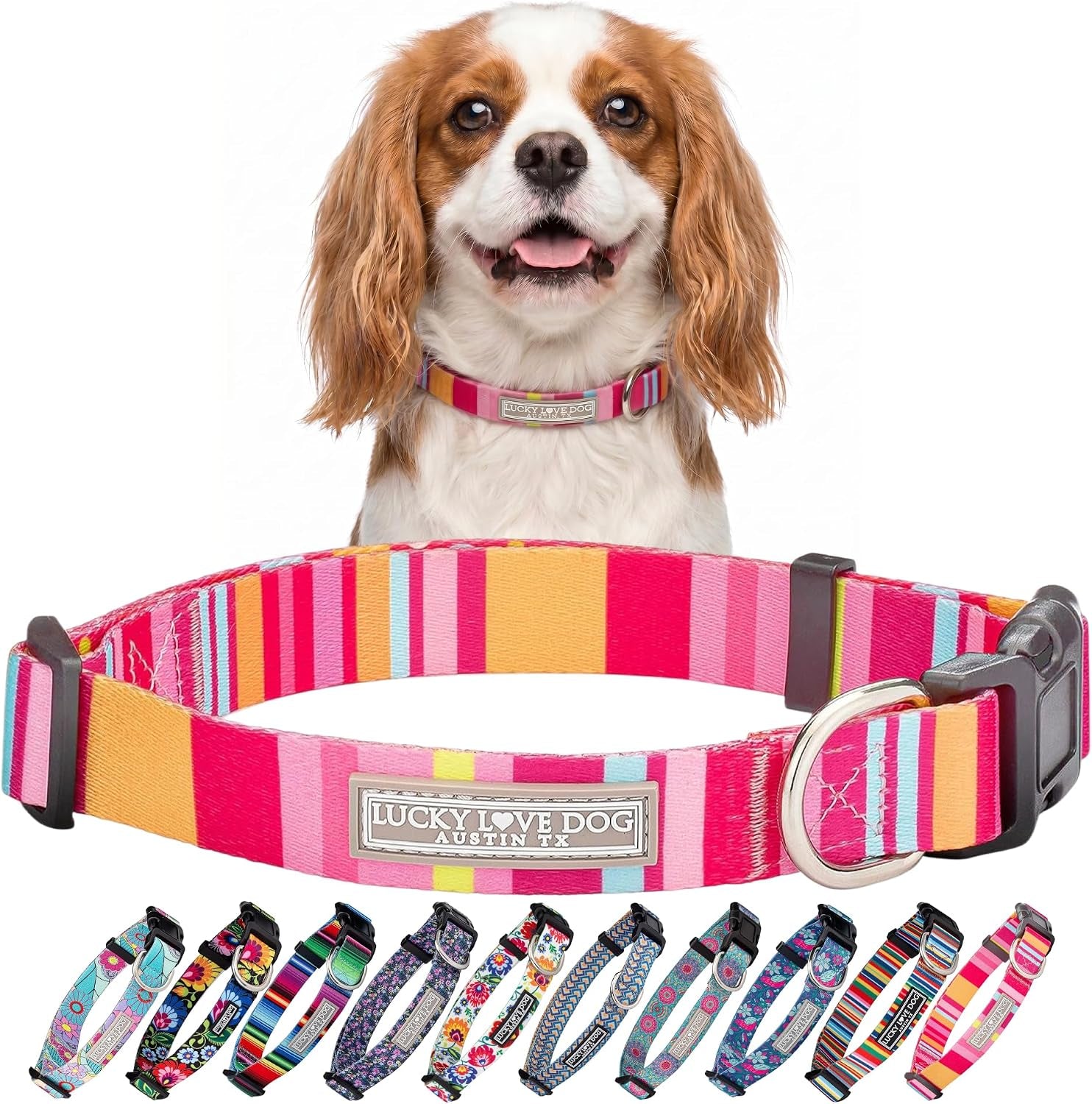 lucky-love-dog-easy-click-buckle-dog-collar-with-leash-set-combo-durable-comfortable-for-male-female-dogs-pet-collar-for-medium-dogs-secure-fit-blackbird-combo-medium