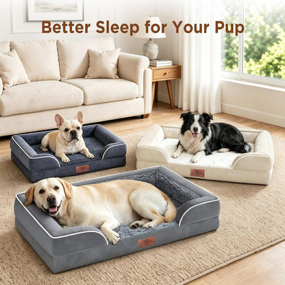 Comfort Expression Orthopedic Dog Bed for Extra Large Dogs with Bolster | Waterproof Dog Couch Bed with Washable Cover & Non-Slip Bottom, Supportive Egg Crate Foam XL Pet Bed, 42X30 Inch7