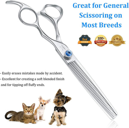 JASON Dog Grooming Thinning Scissors - 7" Trimming Blending Shears 50 Teeth | Ergonomic Pet Thinner Blender Shear Cat Texturizing Kit with Offset Handle and a Jewelled Screw, 30% Thinning Rate4