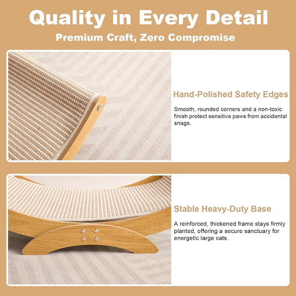 Large Cat Scratcher Bed, Wood Cat Couch & Sisal Scratching Board, Sturdy Cat Hammock & Scratch Pad Lounge for Indoor Cats, Multi-Cat Furniture for Deep Sleep4