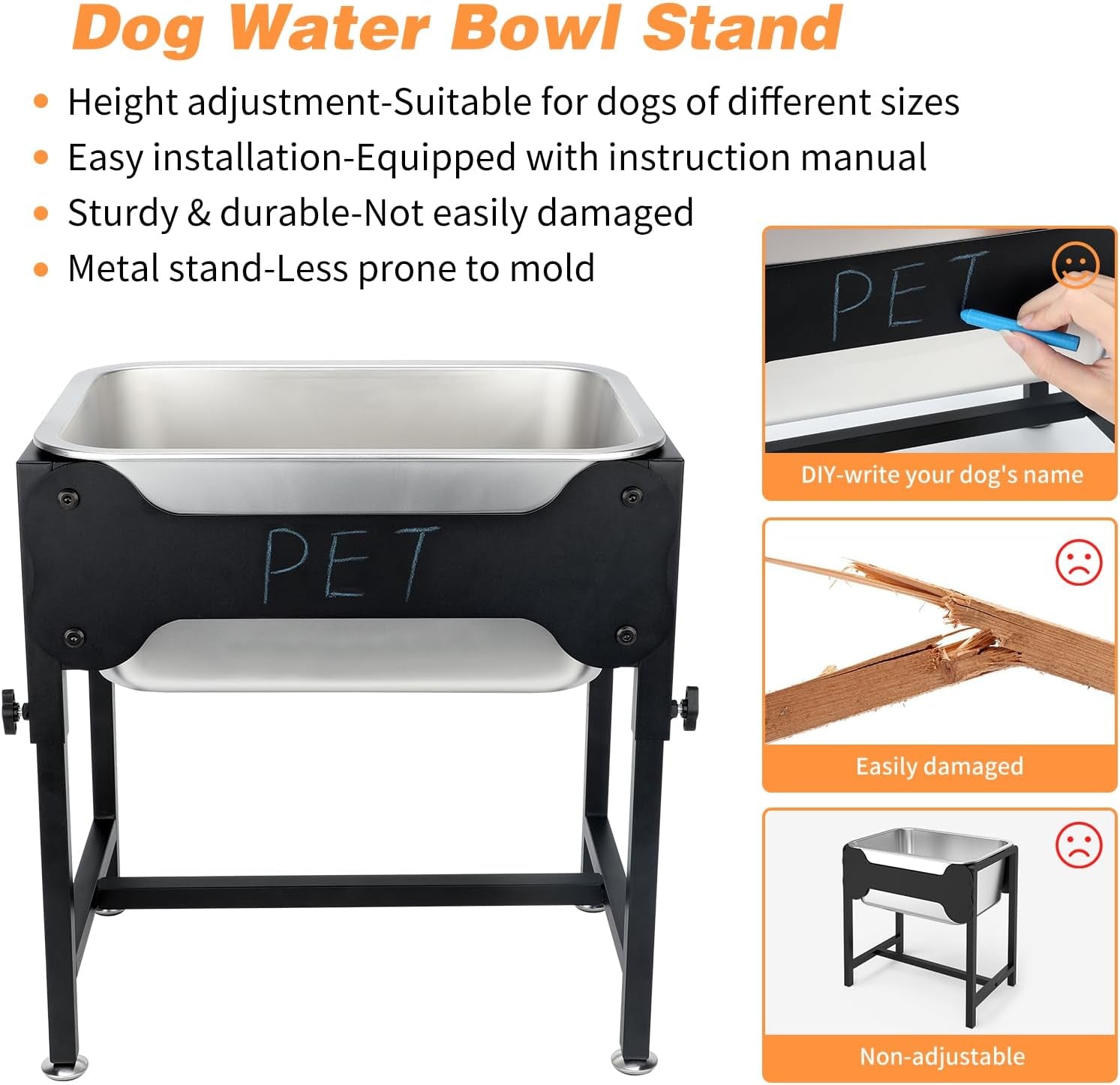 3-gallon-elevated-dog-water-bowl-raised-stand-for-large-dogs-4-adjustable-heights-9-65-15-16-in-stand-3-gallon-bowl-14-x-10-6-x-5-9-in-size-indoor-outdoor-use-easy-to-clean