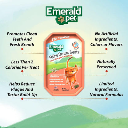 Emerald Pet Grain-Free Cat Dental Treats with Salmon – Crunchy Natural Dental Treats for Cats to Clean Teeth, Freshen Breath, and Reduce Plaque & Tartar – 11 Oz Tub2