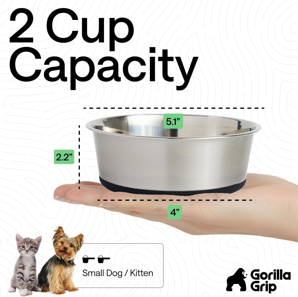gorilla-grip-dog-bowls-food-grade-304-stainless-steel-holds-2-us-cups-each-16-fl-oz-food-and-water-bowl-for-feeding-dogs-and-cats-dishwasher-safe-rust-resistant-bpa-free-rubber-base-2-set-black