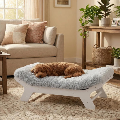 Muihood Elevated Wooden Dog Bed with Foam Mattress, Walnut, Large | Raised Dog Bed with Washable Cover, Supportive Foam Mattress, Perfect for Large Dogs and Indoor Living13