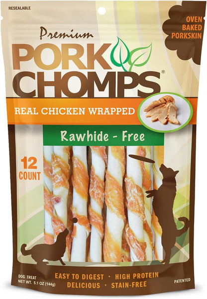 Pork Chomps Roasted Pork Skin Dog Chews, 5 Inch Mini Twists, 20 Count - Long-Lasting Treats for Dogs - High Protein, Rawhide-Free, Low Fat, Healthy & Delicious Chews8