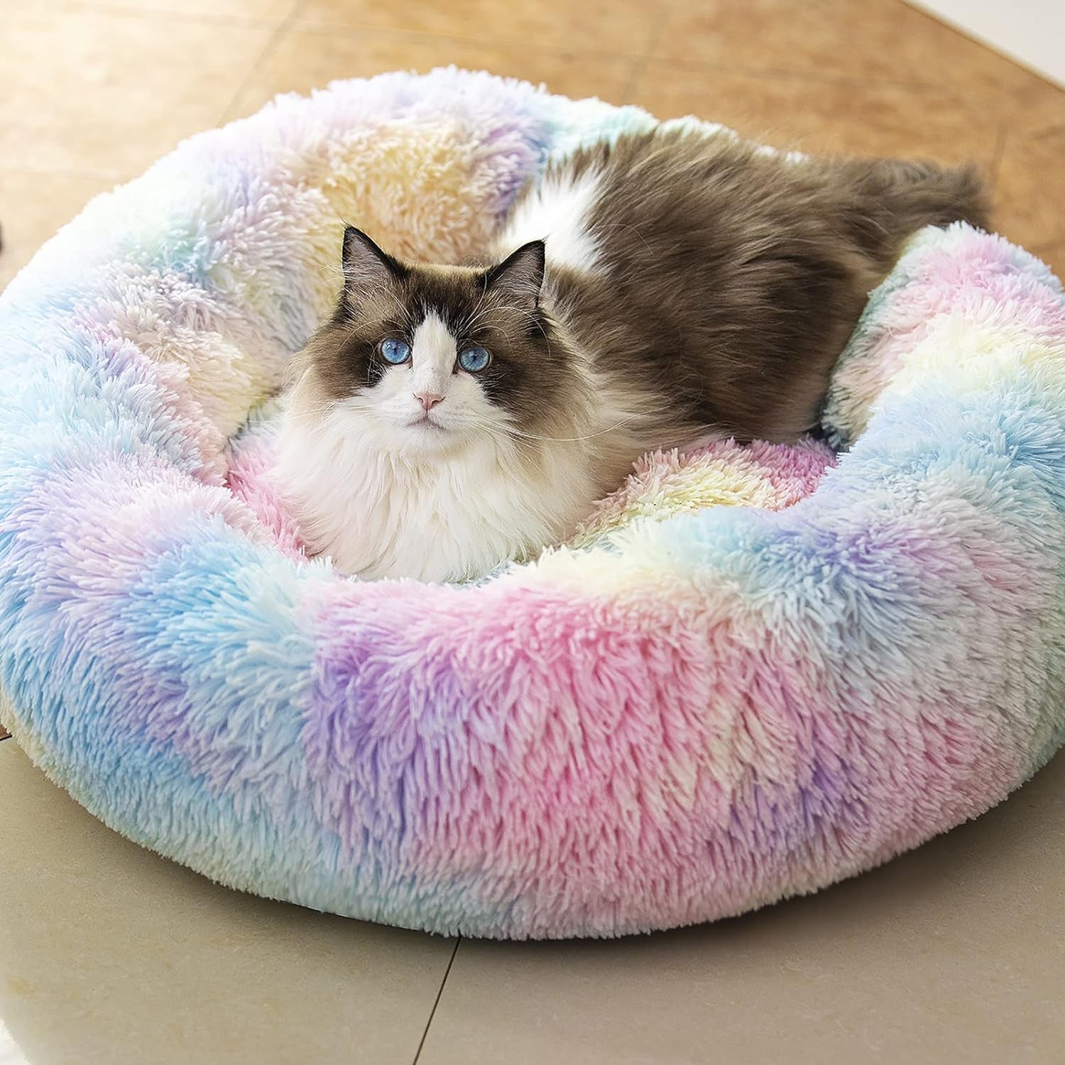 anti-anxiety-round-fluffy-plush-faux-fur-warm-washable-dog-bed-cat-bed-original-bed-for-small-medium-large-pets-used-to-relieve-joints-and-improve-sleep-20-24-27-24-light-grey