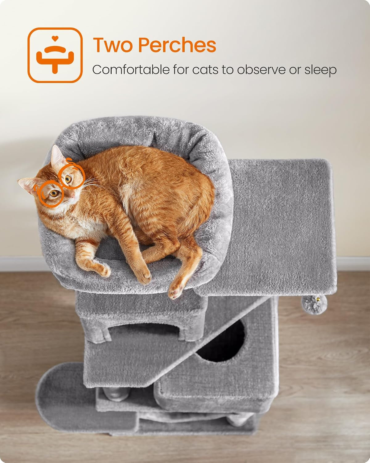 feandrea-cat-tree-59-5-inch-tall-cat-tower-plush-multi-level-condo-with-5-scratching-posts-2-perches-2-caves-hammock-2-pompoms-light-gray-upct192w01