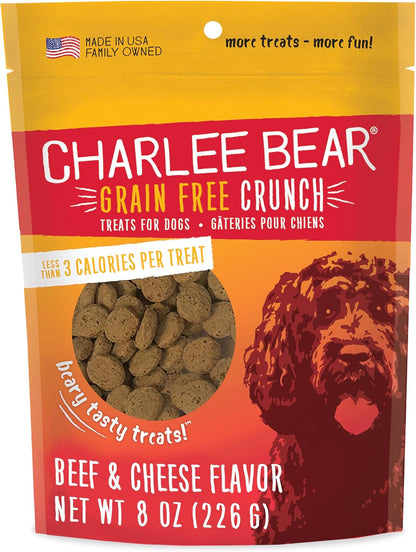 Charlee Bear Crunch Grain Free Dog Treats, Bacon and Blueberry, 8 Ounce Resealable Bag, Low Calorie Training Treats for Dogs, Limited Ingredient, Healthy, Crunchy Dog Snacks, Made in USA10