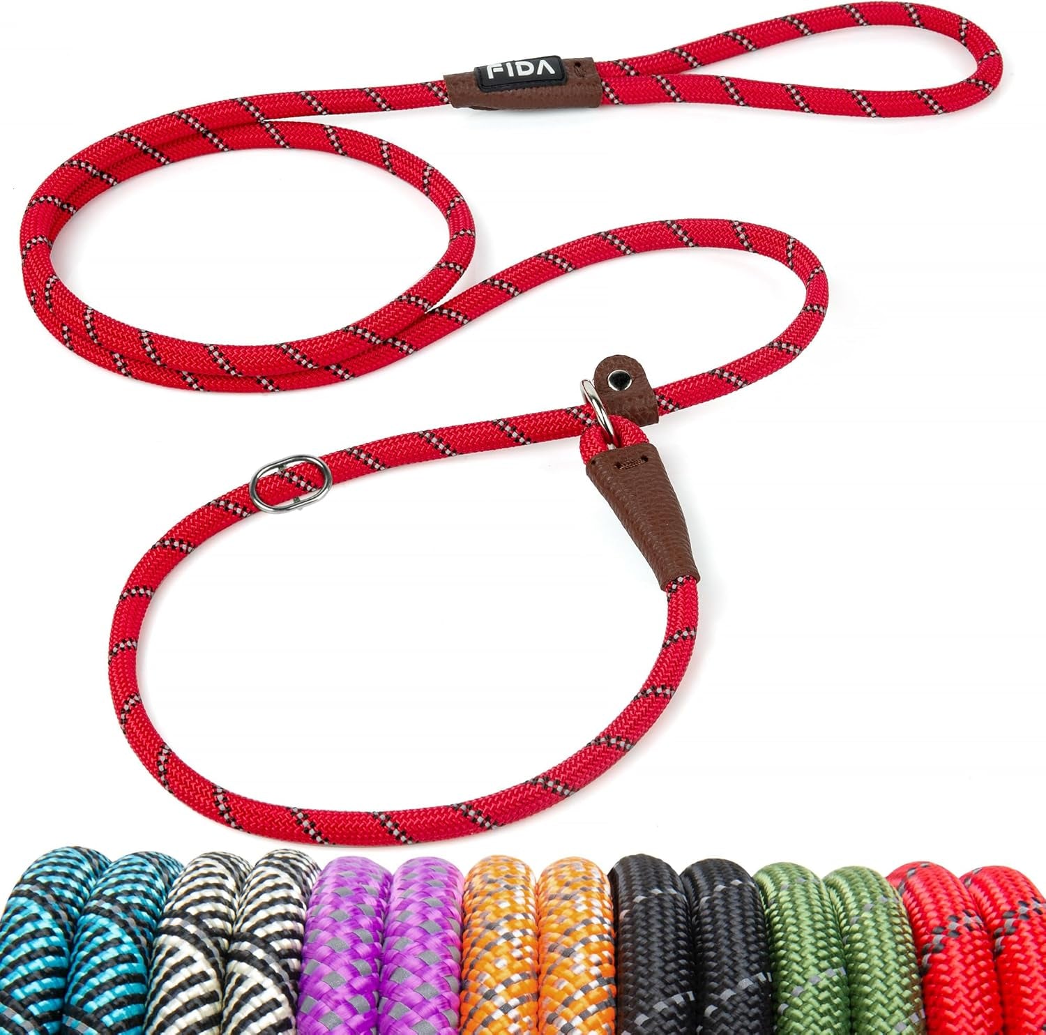 fida-durable-slip-lead-dog-leash-6-ft-x-1-2-heavy-duty-dog-loop-leashes-comfortable-strong-rope-slip-leash-for-large-medium-dogs-no-pull-pet-training-lead-with-highly-reflective1-2-black