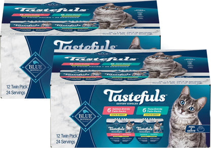 Blue Buffalo Tastefuls Savory Singles Variety Pack, Wet Cat Food in Gravy, 2.6-Oz. Twin-Pack Trays, Chicken & Turkey Entreé (12 Count)13