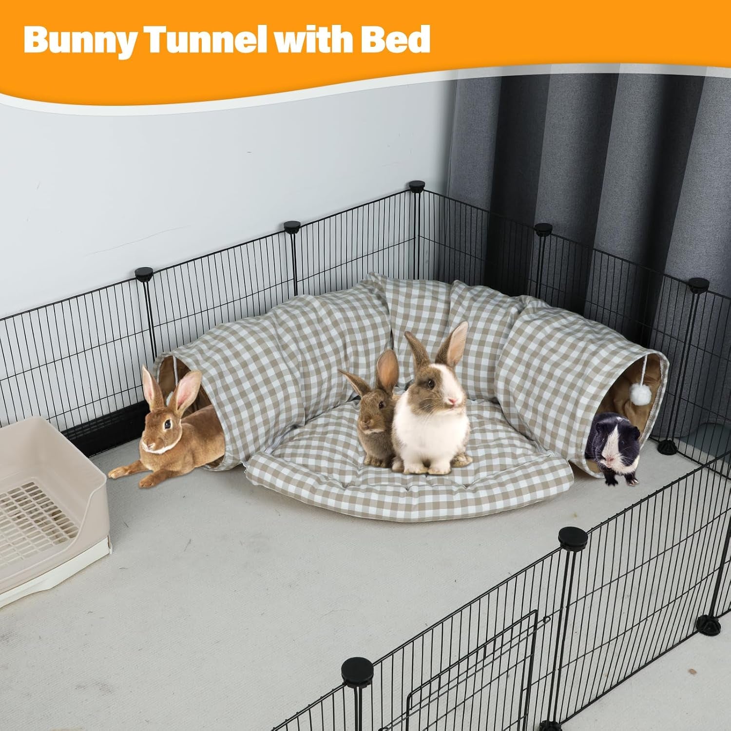 bwogue-bunny-tunnel-bed-2-in-1-collapsible-rabbit-tunnel-hideout-with-mat-removable-mat-for-washing-ball-toy-for-play-tunnel-tubes-for-hiding-soft-suede-fabric-cats-rabbits-guinea-pigs
