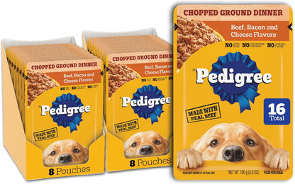 Pedigree Chopped Dinner Wet Dog Food Pouch, Variety Pack, 3.5 Oz, 30 Count | Chicken & Beef, Steam Cooked with Real Animal Protein, No Added Sugar, No Artificial Flavors, Serve as Topper or Meal12