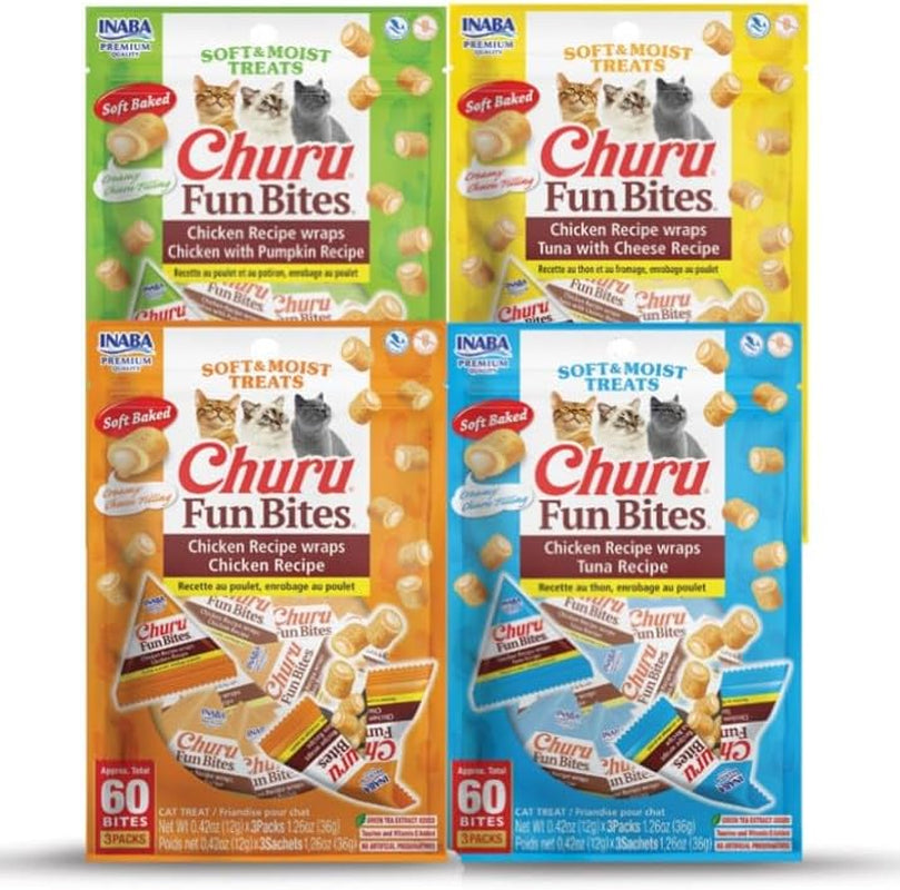 inaba-churu-fun-bites-for-cats-soft-chewy-baked-chicken-wrapped-filled-cat-treats-with-taurine-0-42-ounces-each-tetra-12-tetras-4-flavor-variety-pack