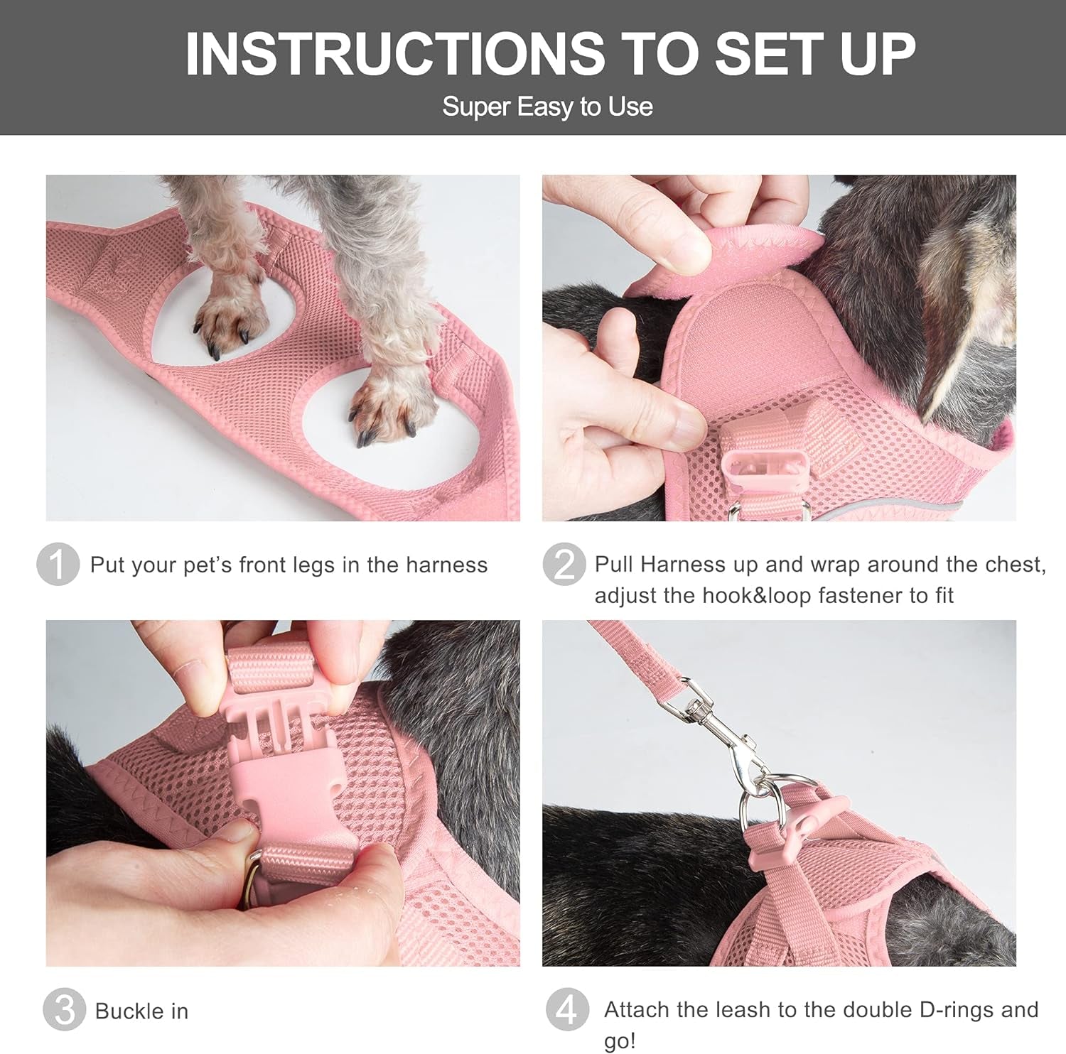 fida-cat-harness-and-leash-set-for-walking-kitten-and-puppy-escape-proof-kitten-harness-with-breathable-lightweight-soft-mesh-adjustable-reflective-step-in-design-xxxs-pink