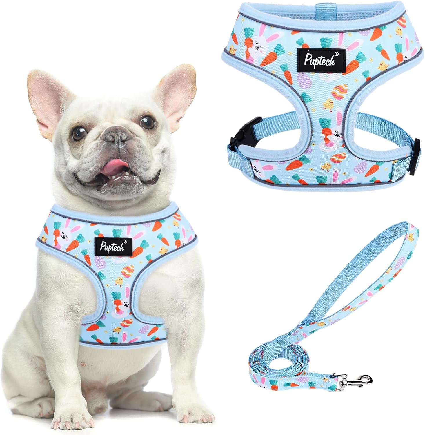 pupteck-soft-mesh-dog-harness-small-sized-and-leash-set-pet-puppy-cat-comfort-padded-vest-no-pull-harnesses-beige-s