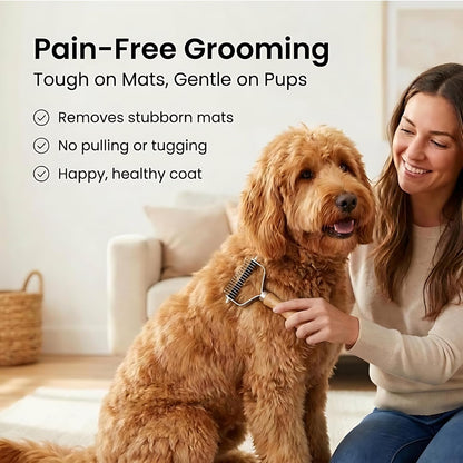 Dematting Comb for Dogs, Undercoat Rake Grooming Tool for Matted Pet Hair | Best Dematting Brush for Doodles & Poodles, Detangling De Matted Hair, Tool for Removing Shedding Fur, Cat Deshedder Brushes2