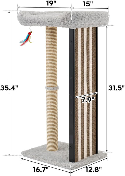 Veehoo 35" Tall Cat Scratching Post for Indoor Cats, Sturdy Cat Scratch Pad | Scratch Post with Plush Top Bed & Replaceable Metal Frame Scratching Board, Easy Assembly7