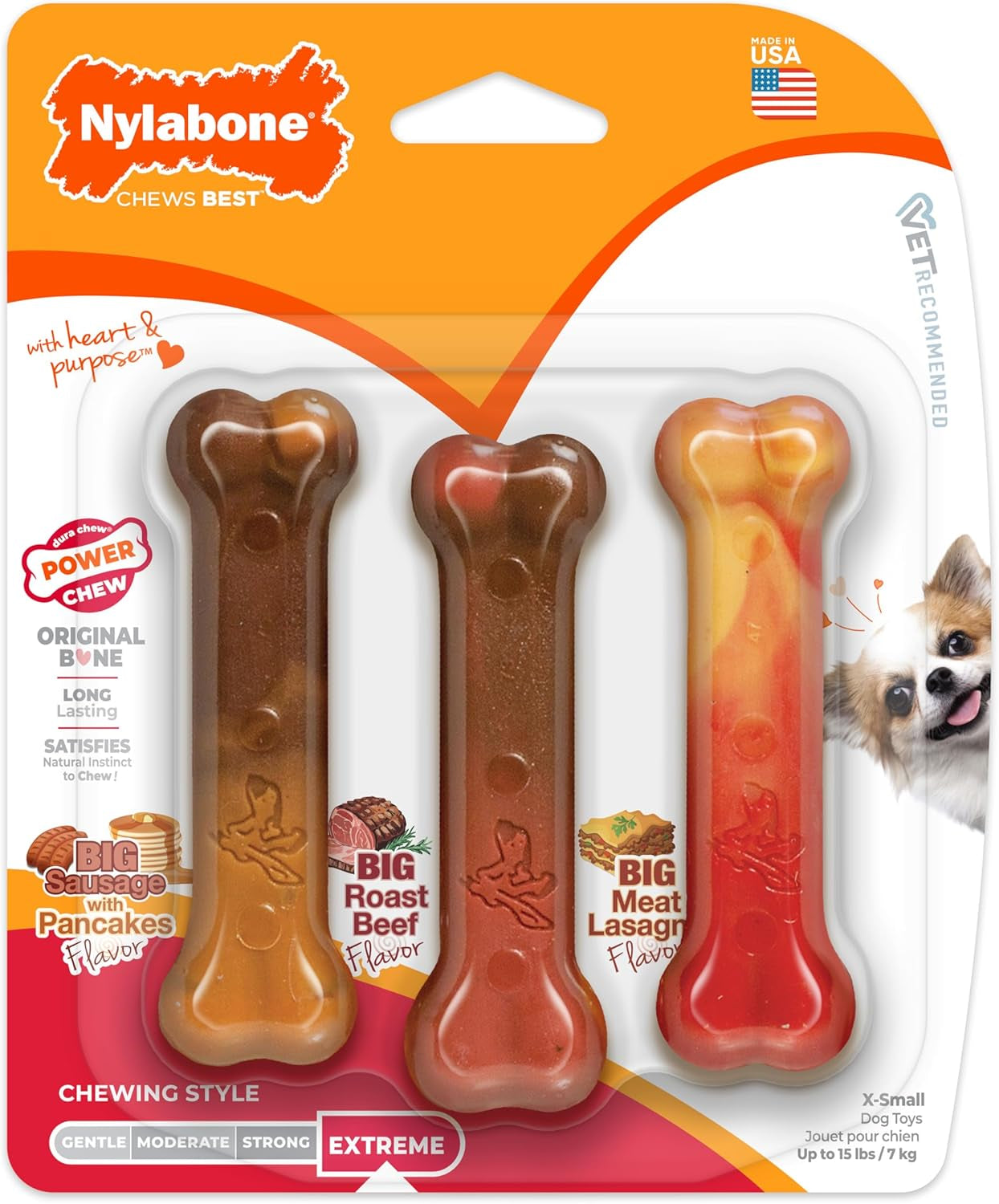 nylabone-power-chew-original-bone-dog-chew-toys-x-small-3-count-pancakes-sausage-roast-beef-meat-lasagna-flavor-durable-long-lasting-flavor-throughout-for-dogs-up-to-15-lbs