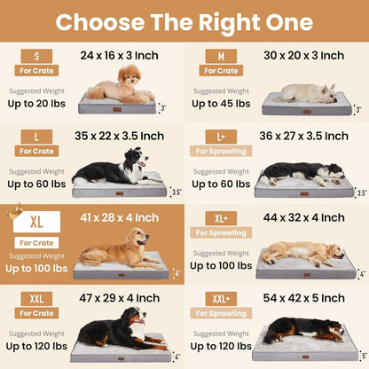 Ohgeni Orthopedic Waterproof Large Dog Bed, Memory Foam, 41 Inch(Gray) | Machine-Washable Removable Cover in Easy-Clean Fabric, Reversible Memory Foam & Easy-Carry Handle, Suitable for Crate6