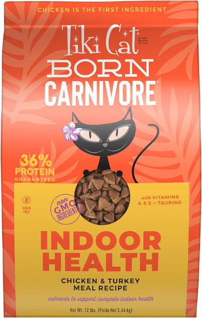 Tiki Cat Born Carnivore Indoor Health Non-Gmo, Chicken and Turkey Meal Recipe 3 Lbs.10