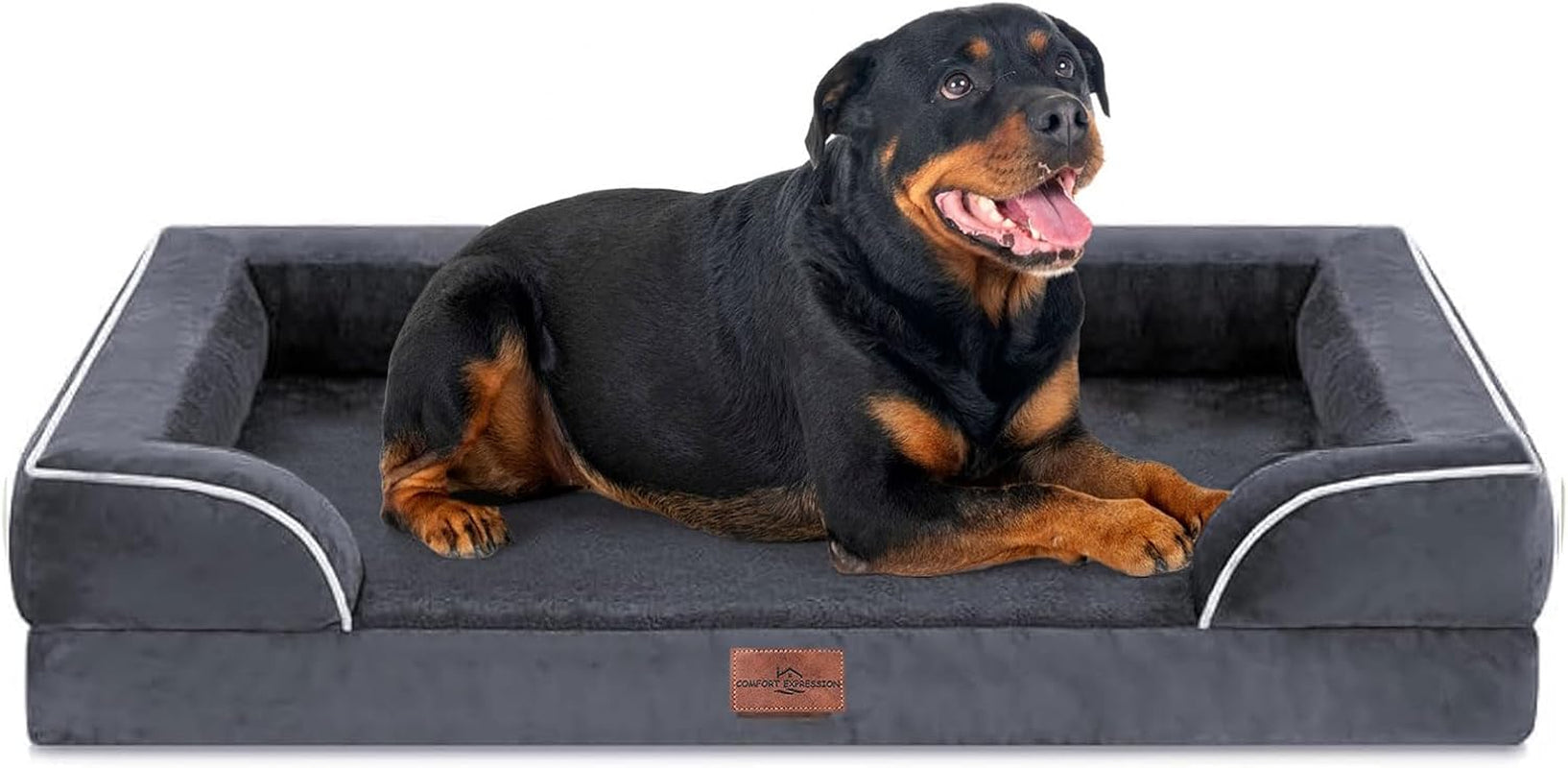 comfort-expression-orthopedic-dog-bed-for-extra-large-dogs-with-bolster-waterproof-dog-couch-bed-with-washable-cover-non-slip-bottom-supportive-egg-crate-foam-xl-pet-bed-42x30-inch