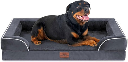 Comfort Expression Orthopedic Dog Bed for Extra Large Dogs with Bolster | Waterproof Dog Couch Bed with Washable Cover & Non-Slip Bottom, Supportive Egg Crate Foam XL Pet Bed, 42X30 Inch155