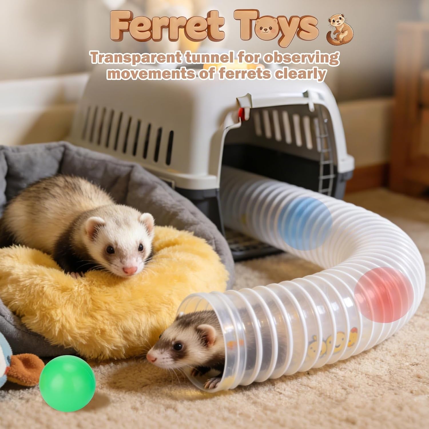 mity-rain-ferret-toys-with-3-balls-inclueded-collapsible-tunnel-tube-accessories-for-ferrets-guinea-pigs-hamsters-expandable-interactive-toys-supplies-for-small-pets