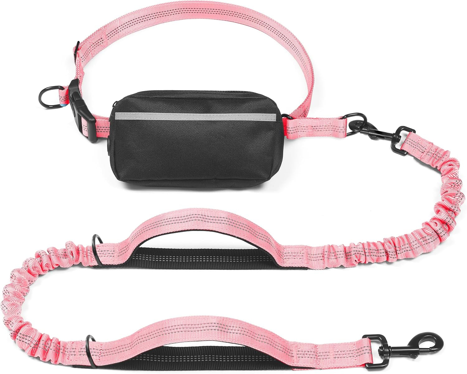iyoshop-hands-free-dog-leash-with-zipper-pouch-dual-padded-handles-and-durable-bungee-for-walking-jogging-and-running-your-dog-large-25-120-lbs-black