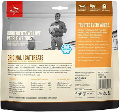 ORIJEN 3 Pack of Original Cat Treats, 1.25 Ounces Each, Freeze-Dried, Grain-Free, Made in the USA2