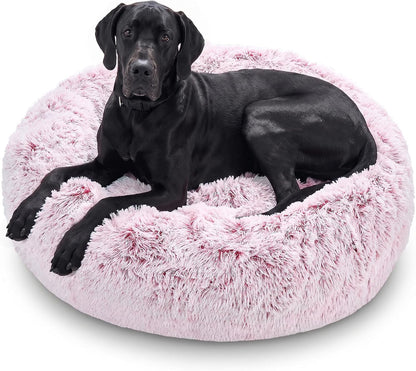 JOLLYVOGUE Small Dog Bed, Calming Soft Anti-Anxiety Donut Cat Bed, Washable round Fluffy Cushion for Small and Medium Pets (20")42