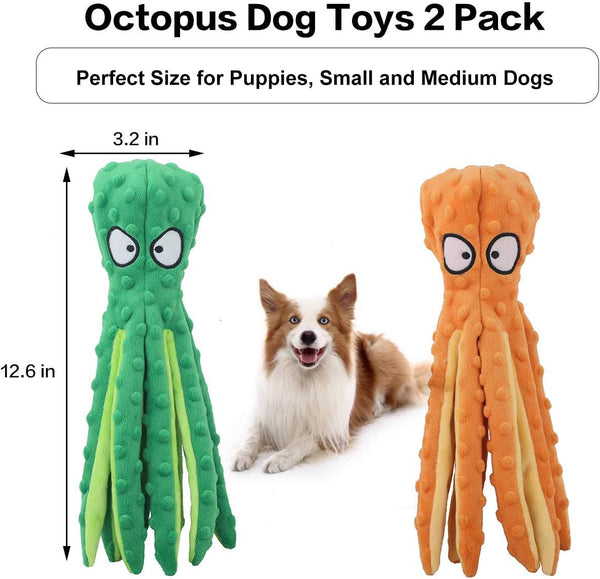 CPYOSN 2 Pack Octopus Dog Toys, No Stuffing Squeaky Crinkle Plush Chew Toys | Mess-Free Design, Interactive Squeaker & Crinkle Sounds, Machine Washable, 12.6 Inch for All Breeds7
