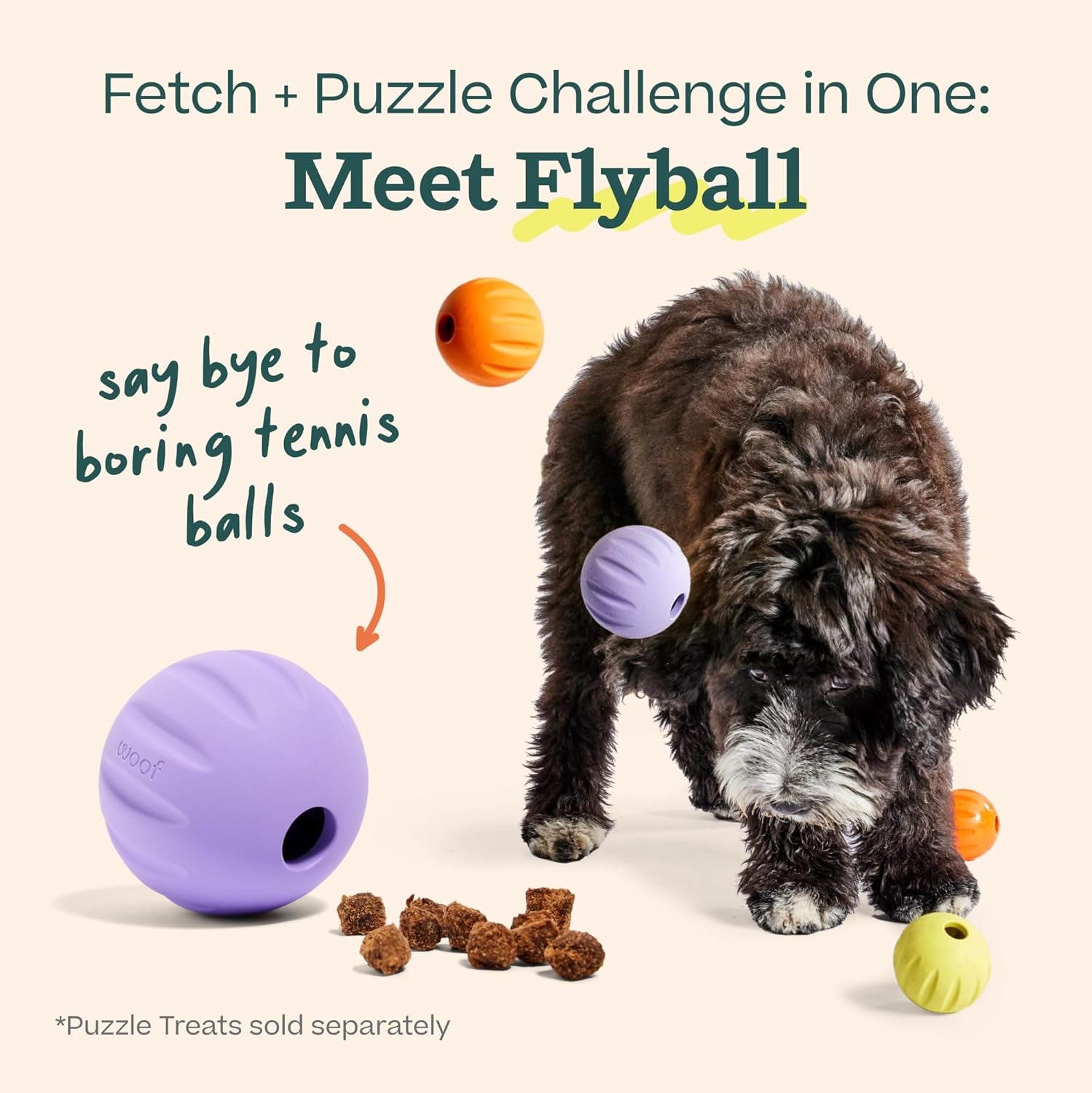 woof-flyball-fetch-ball-dog-treat-dispenser-toy-3-pack-2-in-1-fetch-ball-fits-standard-ball-launchers-treat-dispenser-durable-rubber-dishwasher-safe-puzzle-enrichment