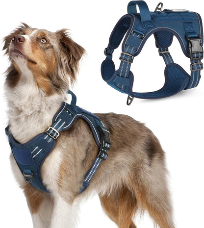 Rabbitgoo Tactical Dog Harness for Large, No Pull Military Service Vest | Molle & Handle, Heavy Duty, Adjustable, Reflective Straps, Easy Control for Training Walking, Black, Large48