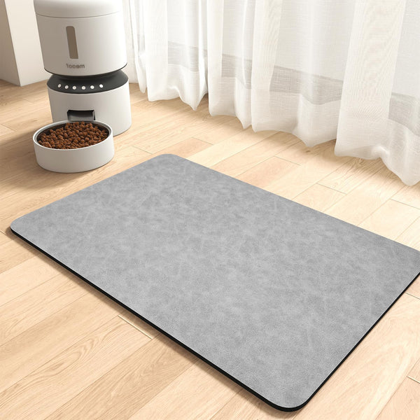Montvoo-Absorbent Pet Feeding Mat-No Stains Pet Mat for Food and Water Bowl-Quick Dry Cat & Dog Food Mat Water Dispenser Mat-Pet Supplies Mat-Dog Water Bowl Mat for Messy Drinker,（Darkgrey,12"X19"）11