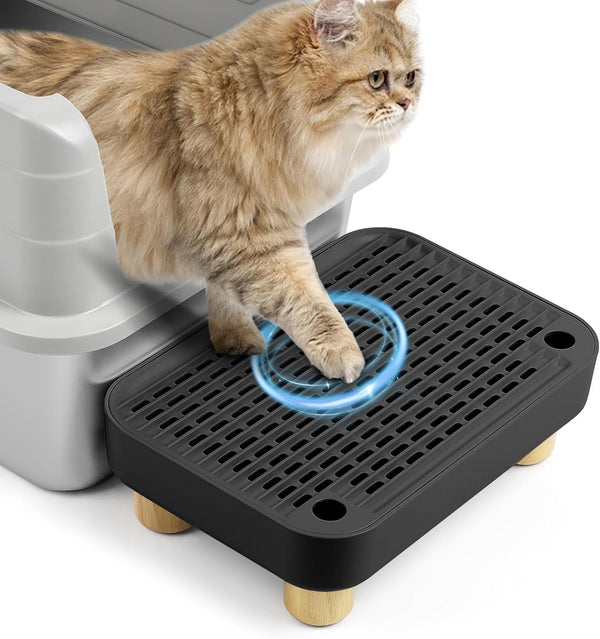 Cat Litter Box Ramp, Litter Box Step Mat with Filter Function Cat Stair for Litter Box, Easy to Clean, 11.8''X 8.2''X 2'' Cats Pedal Step Stool Ideal for Kitten & Elderly Cats (Light Grey)13