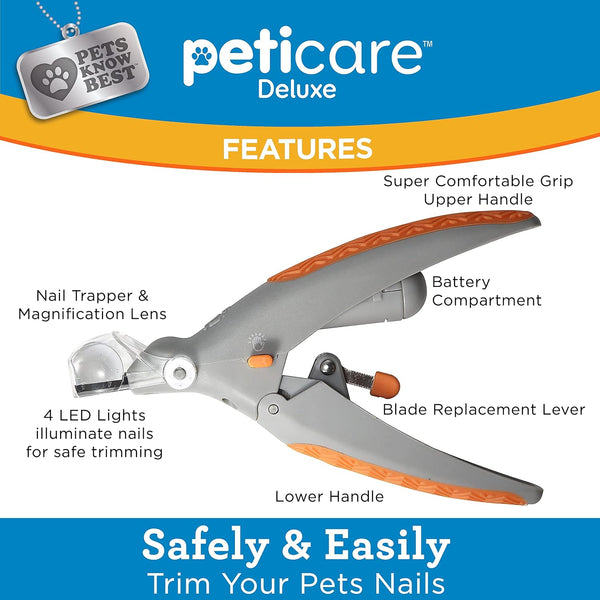 Peticare Illuminated Dog & Cat Nail Clipper with LED Light & 5X Magnification for Safe, Precise Trimming | Pet Nail Cutter for Small & Large Breeds | Easy-To-Use Grooming Tool for Pets2