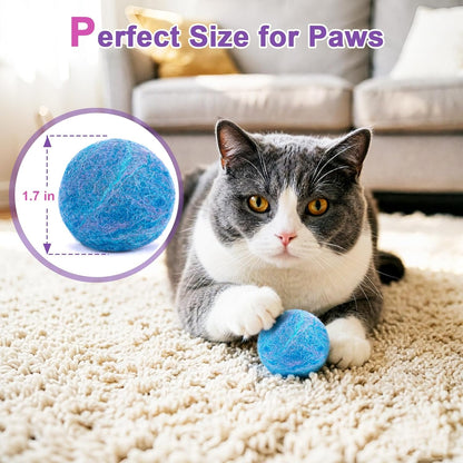 Retro Shaw Catnip Balls with Bell inside - 6 Pcs Interactive Catnip & Silvervine Cat Toys, Durable Wool Balls for Indoor Cats, Kitten Teething Toys, Natural Catnip Toys for Bored Cats5